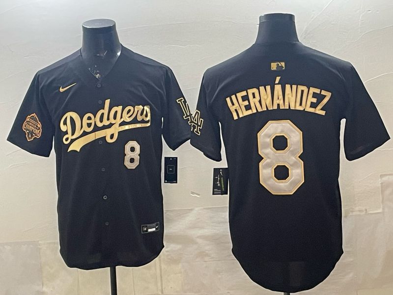 Men 2026 Los Angeles Dodgers #8 Hernandez Black gold Game Nike MLB Jersey 0003
